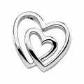 14K White Gold Double Heart Pendant